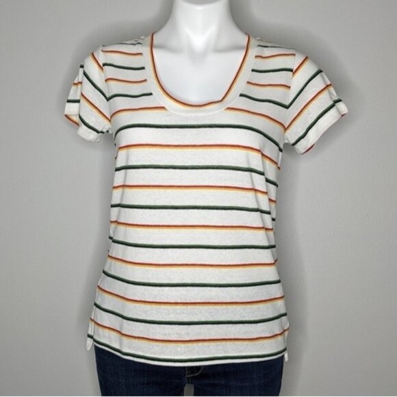 ✨3/$15 Madewell green red striped knit top S - Picture 1 of 6